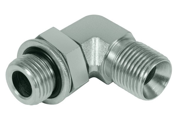 Adjustable angle adapter 90° screw-in thread G 3/8&quot; x 3/8 &quot;, AG adjustable x AG with cone 60° A06BM-